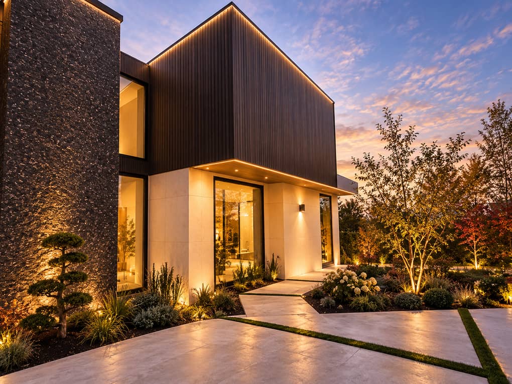 Exterior of a completed Metro Vancouver home renovation at dusk
